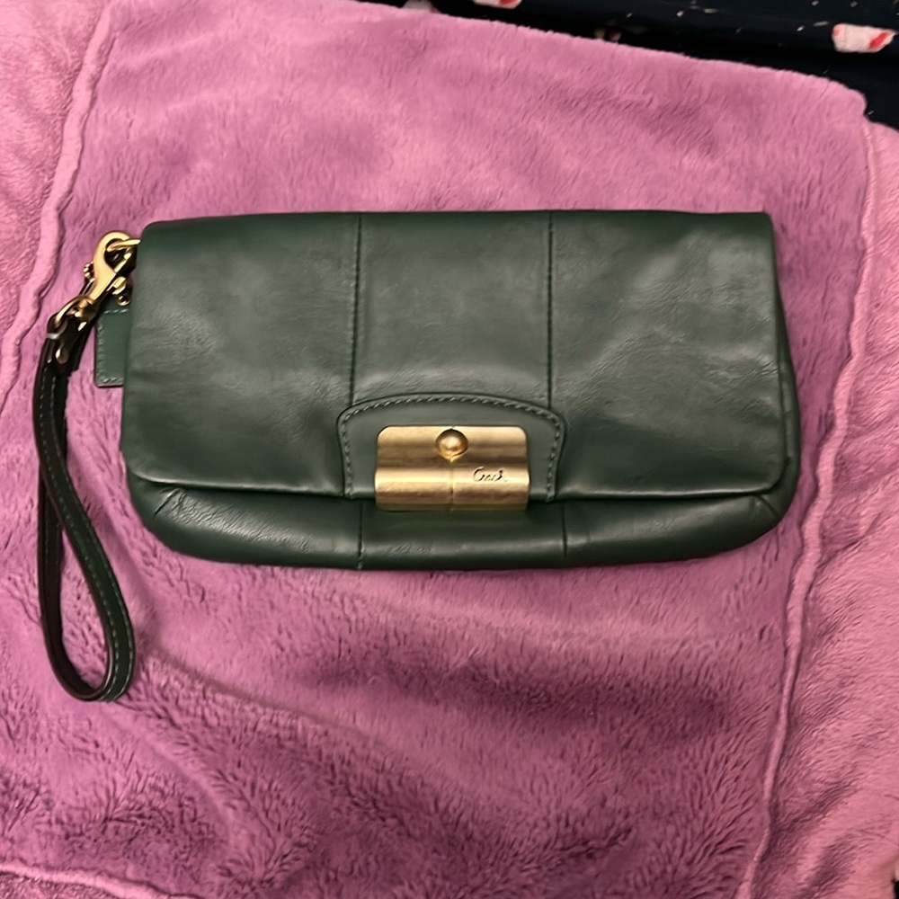 Coach Ashley large leather clutch wristlet/wallet mini bag